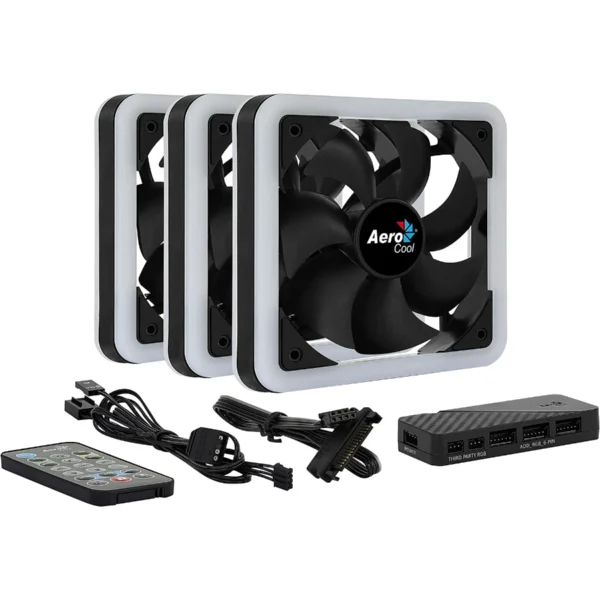 Kit De 3 Ventiladores AEROCOOL EDGE 14 PRO RGB / 800 RPM / 140MM / 35.4 CFM / 19.7DB(A) / 6 Pines / Negro - Image 2