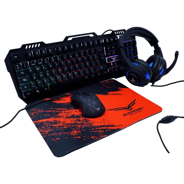 Kit Gamer 4 En 1 NACEB NA-0925 / Teclado, Mouse, Diadema, Mousepad / Alámbrico / 3.5mm, USB / 2400 DPI /  6 Botones - Image 1