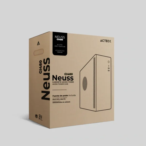 Gabinete Acteck Neuss GI480 / Micro-ATX / Inc. Fuente De Poder 450W / No incluye ventiladores / Negro - Image 5