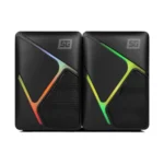 Bocina VORAGO SPK-108 RGB / Alámbrico / 3.5mm / Sonido 2.0 / Alimentación USB / 2 Bocinas / Negro / SPK-108