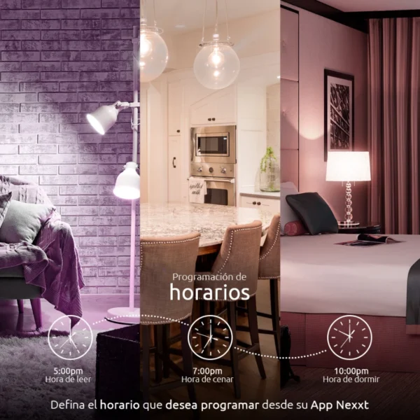 Foco LED inteligente Wi-Fi RGB / 110V / Bombilla A19 / Luz Cálida, Blanca Fría / Nivel De Brillo Ajustable / Control De Voz / 800 lúmenes / NHB-C110 - Image 3