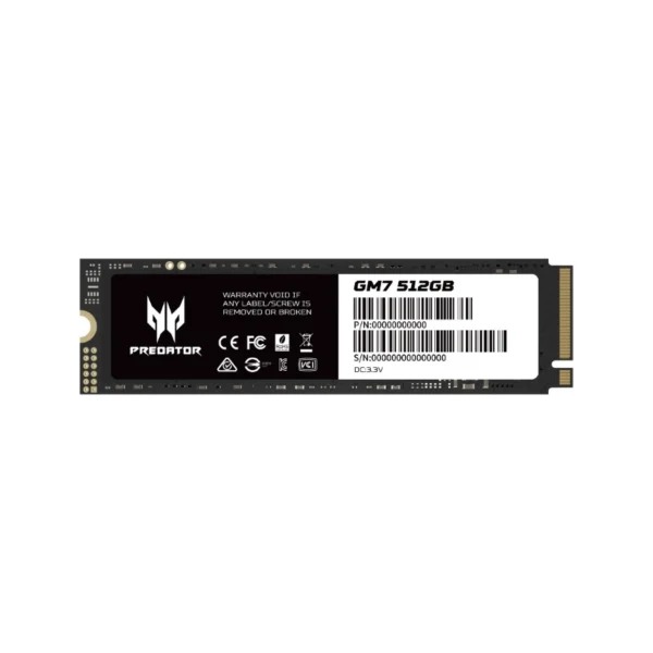 Unidad SSD M.2 NVME PREDATOR GM7 / 512GB / PCIe 4.0 / 2280 / Lectura 7200Mb/S, Escritura 3800Mb/S / Windows, Linux, Mac, PS5 / Licencia Acronis Gratis - Image 1