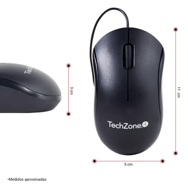 Mouse TECHZONE TZMOU01 / Alambrico / USB / 1000 DPI / 3 botones / Negro - Image 6