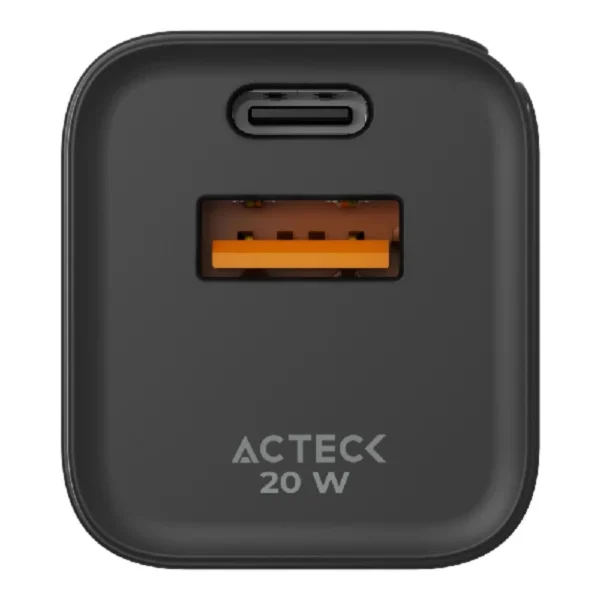 Cargador De Pared ACTECK Energon Prime CP20W / 20W / X1 USB-C – X1 USB A / Negro - Image 2