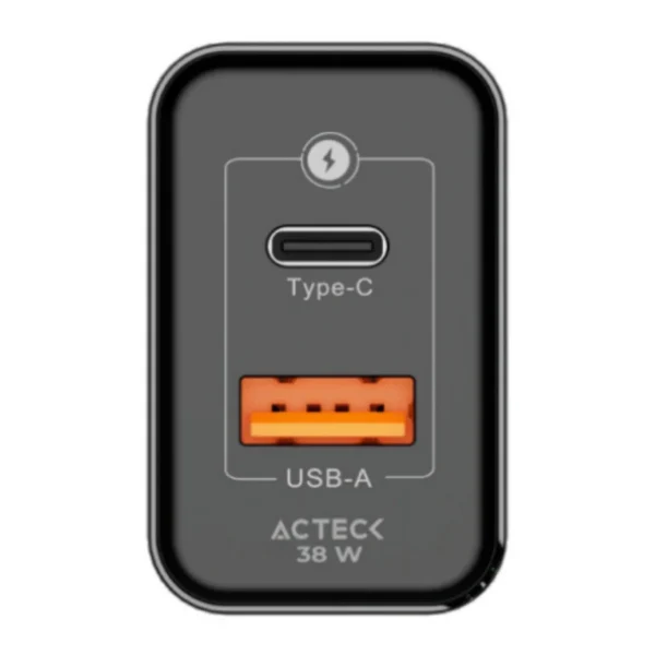 Cargador De Pared ACTECK Energon Prime CP38W / 38W / X1 USB-C / X1 USB A / Negro / AC-935562 - Image 2