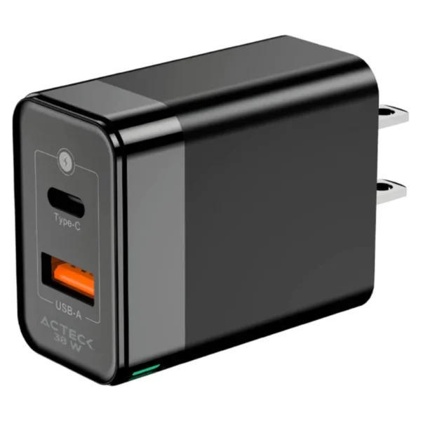 Cargador De Pared ACTECK Energon Prime CP38W / 38W / X1 USB-C / X1 USB A / Negro / AC-935562 - Image 1