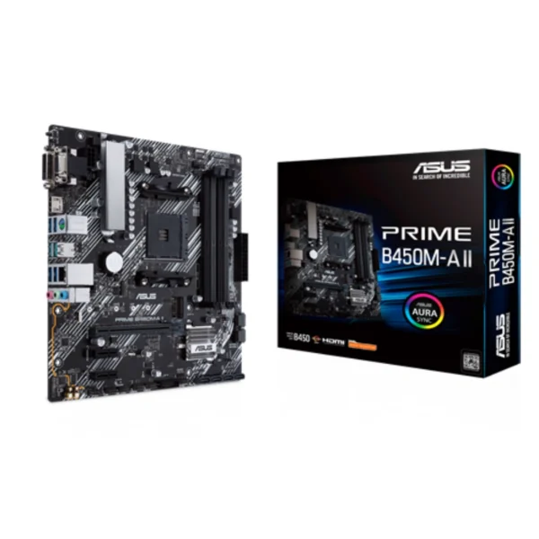 Tarjeta Madre ASUS Prime B450m-A Ii / Am4 / 128GB X4 Ddr4 4400MHz / X6 Sata / x1 M.2 / X1 Pcie 3.0X16 / Hdmi-Dvi-Vga - Image 1