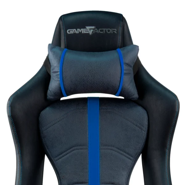 Silla GAME FACTOR CGC650 BL / Tela Y Cuero Sintético / Estructura Metálica / Descansa Brazos 4D / Mecanismo Mariposa / Hasta 150Kg / Negro-Azul - Image 4