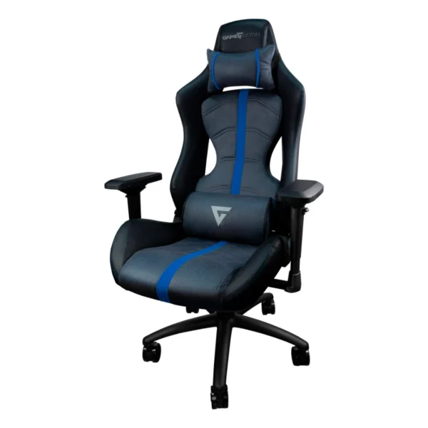 Silla GAME FACTOR CGC650 BL / Tela Y Cuero Sintético / Estructura Metálica / Descansa Brazos 4D / Mecanismo Mariposa / Hasta 150Kg / Negro-Azul - Image 3