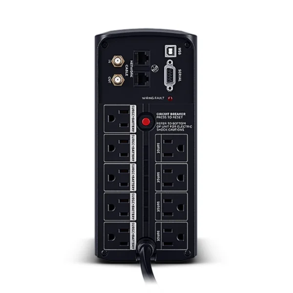 No Break CYBERPOWER CP1000AVRLCDA / 600W / 1000VA / Pantalla LCD / 9 Contactos, 5 Con Respaldo / Coaxial, Rj45 / 9 Min De Respaldo / Negro - Image 3