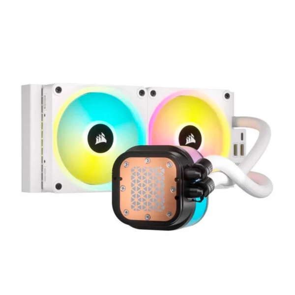 Enfriamiento Liquido AIO CORSAIR ICUE LINK H100I RGB / 240MM / 480 - 2400RPM / 63.1 CFM / Blanco - Image 2