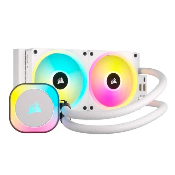 Enfriamiento Liquido AIO CORSAIR ICUE LINK H100I RGB / 240MM / 480 - 2400RPM / 63.1 CFM / Blanco - Image 1