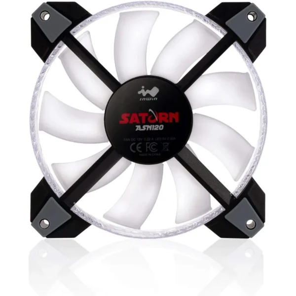 Kit De 3 Ventiladores INWIN SATURN ASN120 ARGB / 500-1800 RPM / 77.17 CFM / 35 dBA / 12Pin 12V, 3Pin 5V / 120mm / Incluye Controlador / Negro / SATURN ASN120 - Image 6