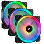Kit De 3 Ventiladores CORSAIR LL120 RGB / 120MM / 1500 RPM / 43.25 CFM / 24.8 dBA / Negro