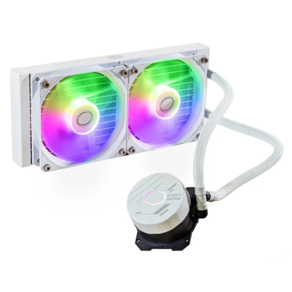Enfriamiento Liquido AIO COOLER MASTER MASTER LIQUID 240L CORE ARGB / 240MM / 650-1750 RPM / 71.93 CFM / 27.2 dBA / 4Pin 12V, 3Pin 5V / Blanco - Image 1