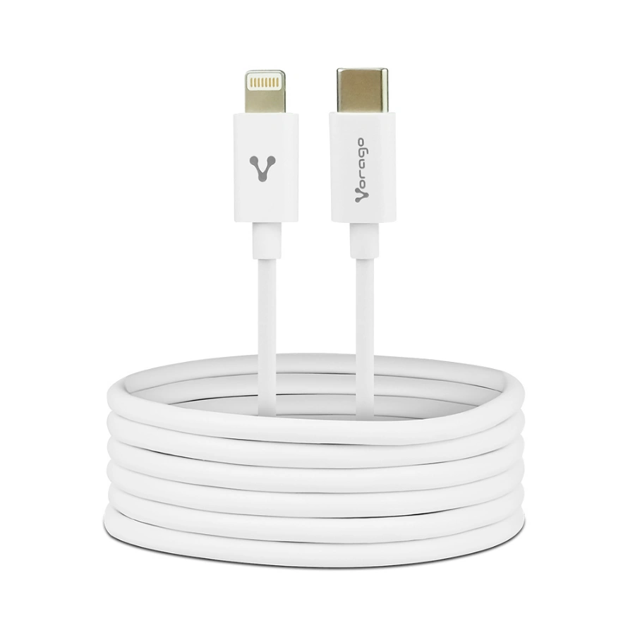 CAB-125-WH-principal Cable VORAGO CAB-125 / Usb Tipo C - Lightning 8 Pines / Carga Rápida 20W / 1 Metro / Cobre Estañado / Blanco / CAB-125 - Image 1