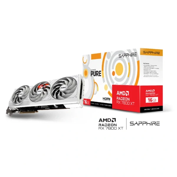 Tarjeta De Video SAPPHIRE PURE RADEON RX 7800 XT / 16GB GDDR6 / 256Bit / Hasta 2475MHz / X2 HDMI, X2 Dp / PCI-Express 4.0 / X2 8Pines - Image 1