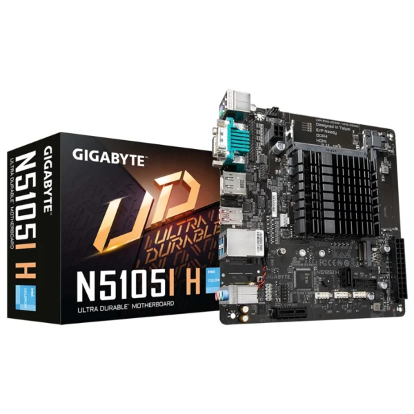 Tarjeta Madre GIGABYTE N5105I H / Procesador Intel Celeron 2,0 GHz Integrado / DDR4 / NVME M.2 PCIe 3.0 X2 / USB 2.0, USB 3.2 / Hdmi, Dp, Vga / Mini ITX - Image 1