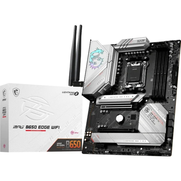 Tarjeta Madre MSI MPG B650 Edge Wifi / Socket AM5 / 256GB X4 DDR5 7800Mhz / Hdmi, Dp / USB 3.2, 2.0 / M.2 PCIe 5.0 / ATX - Image 1
