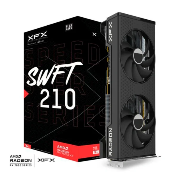 Tarjeta De VIDEO XFX SPEEDSTER SWFT210 Radeon RX 7600 XT / 16GB GDDR6 / Núcleos Cuda 2048 / 128Bit / X3 Dp, X1 Hdmi / PCI-E 4.0 / 8-pin x1 / Boost 2755 MHz - Image 1