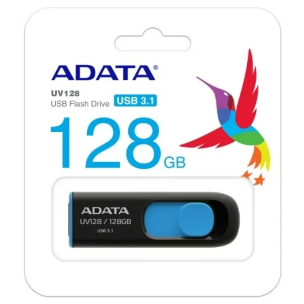 Memoria USB ADATA UV128 / 128GB / USB 3.2 / Deslizante / Negro Con Azul - Image 2