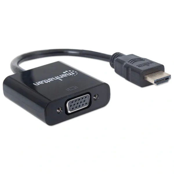 Adaptador MANHATTAN Hdmi Macho A Vga Hembra / Cable 22 Cm / 1080p / Negro - Image 1