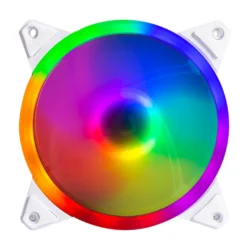 Ventilador Para PC Eolox Blaze EX30W / 120mm LED Diseño Circular Con Borde Led Rainbown / 120x120x25mm 1200RPM / Hidráulico 12V / Blanco