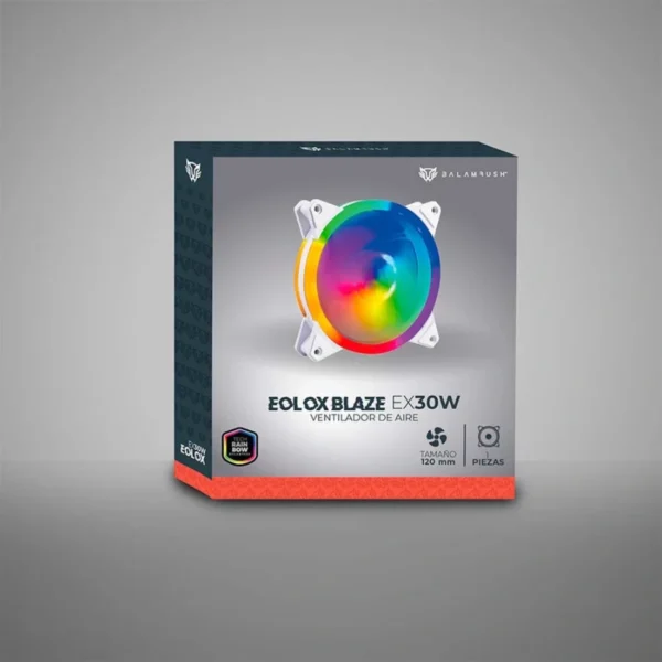 Ventilador Para PC Eolox Blaze EX30W / 120mm LED Circular Con Borde Led Rainbown / 120x120x25mm 1200RPM / Hidráulico 12V / Blanco - Image 4