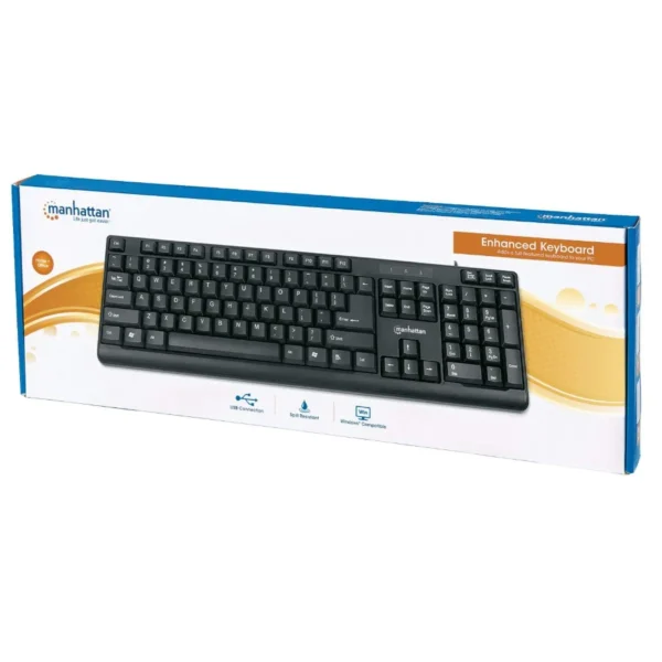 Teclado MANHATTAN 175708 / Estándar / Alámbrico / USB / Cable de 1.2mts / Negro - Image 4