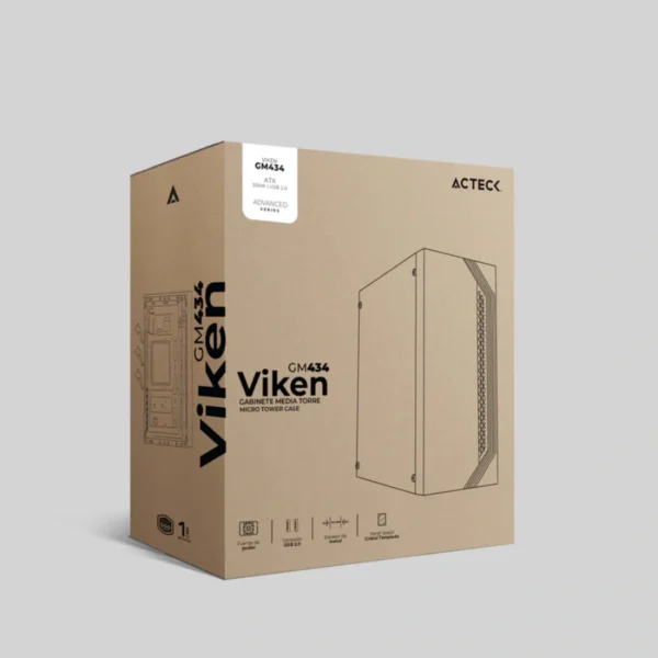 Gabinete ACTECK VIKEN GM434 RGB / Micro ATX / Cristal Templado / Incluye Fuente 500W / Usb 2.0 / No Incluye Vent. / Negro - Image 6