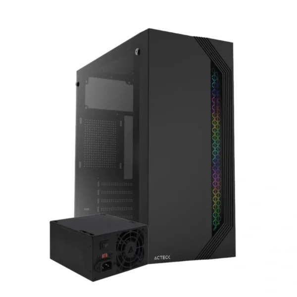 Gabinete ACTECK VIKEN GM434 RGB / Micro ATX / Cristal Templado / Incluye Fuente 500W / Usb 2.0 / No Incluye Vent. / Negro - Image 1