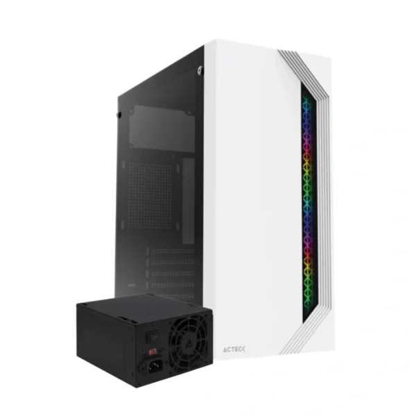 Gabinete ACTECK VIKEN GM434 RGB / Micro ATX / Cristal Templado / Incluye Fuente 500W / Usb 2.0 / No Incluye Vent. / Blanco - Image 1