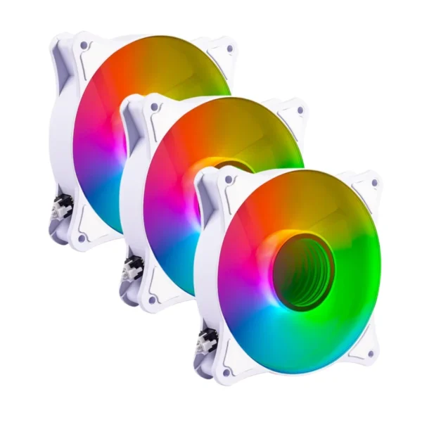 Kit De Tres Ventiladores BALAM RUSH EOLOX BLAZE EX90KW / 120MM / 1200 RPM / 35.37 Cfm / 22.5 dBA / 3Pin 12V, 3Pin 5V ARGB / Blanco - Image 1