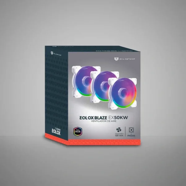 Kit De Tres Ventiladores BALAM RUSH EOLOX BLAZE EX50KW / 120MM / 1500 RPM / 28.76 Cfm / 23.3 dBA / 3Pin 12V, 3Pin 5V ARGB / Blanco - Image 5