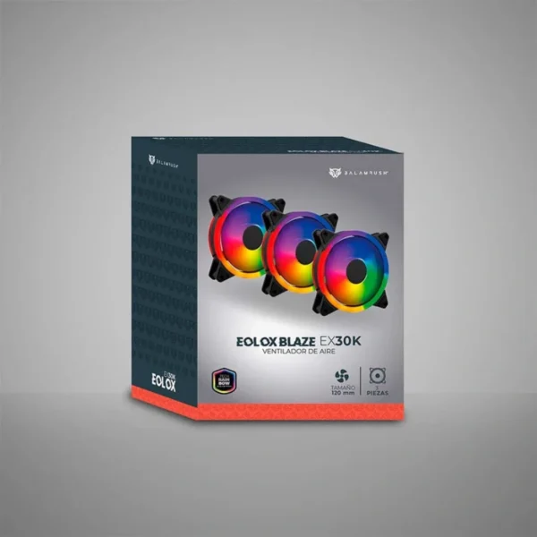 Kit De Tres Ventiladores BALAM RUSH EOLOX BLAZE EX30K RGB / 120MM / 1200 RPM / 31.3 Cfm / 23.3 dBA / Conector Molex / Negro - Image 5