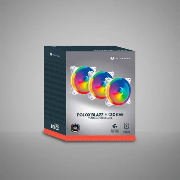 Kit De Tres Ventiladores BALAM RUSH EOLOX BLAZE EX30KW RGB / 120MM / 1200 RPM / 31.3 Cfm / 23.3 dBA / Conector Molex / Blanco - Image 5