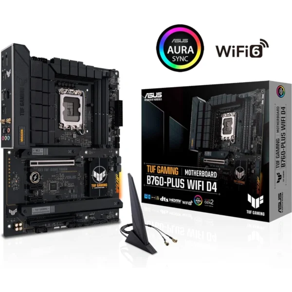 Tarjeta Madre ASUS TUF GAMING B760-PLUS WIFI / INTEL S-1700 / 14ª/13ª/12ª gen / 192GB X4 DDR5 7200MHZ OC* / x3 M.2 PCI-E 4.0 / DP, HDMI / Micro-ATX / USB 3.2 - Image 1