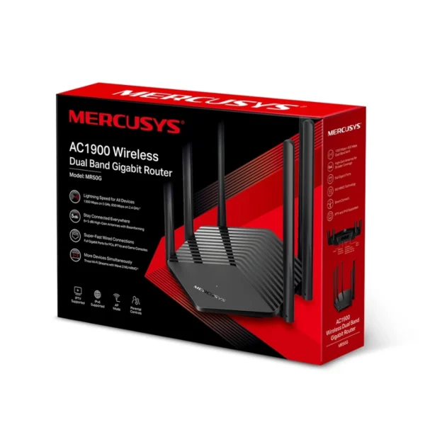 Router Inalámbrico MERCUSYS MR50G / 600Mbps En 2.4 GHz / 1300Mbps En 5 GHz / Doble Banda AC1900 / MU-MIMO / Access Point, Router, Extensor / 6 Antenas Omnidireccionales Fijas / Color Negro - Image 3