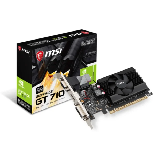 Tarjeta De Video MSI NVIDIA GT710 / Pcie X8 2.0 / 2gb Ddr3 / Hdmi, VGA, DVI / 1x Ventilador / 64 Bit / 1600 MHz - Image 1