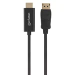 Cable DisplayPort MANHATTAN 152662 / Macho A Macho / 1 Metro / Contactos Con Baño De Oro / 1920x1080P a 60Hz / Negro