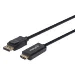 Cable DisplayPort MANHATTAN 152662 / Macho A Macho / 1 Metro / Contactos Con Baño De Oro / 1920x1080P a 60Hz / Negro - Image 3