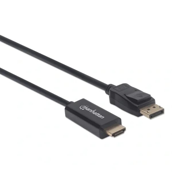 Cable DisplayPort MANHATTAN 152662 / Macho A Macho / 1 Metro / Contactos Con Baño De Oro / 1920x1080P a 60Hz / Negro - Image 2