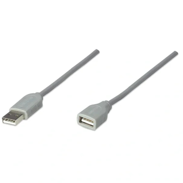 Cable De Extensión USB MANHATTAN 317238 / USB 1.1 / Macho A Hembra / 12Mbps / 3 Metros / Gris - Image 1