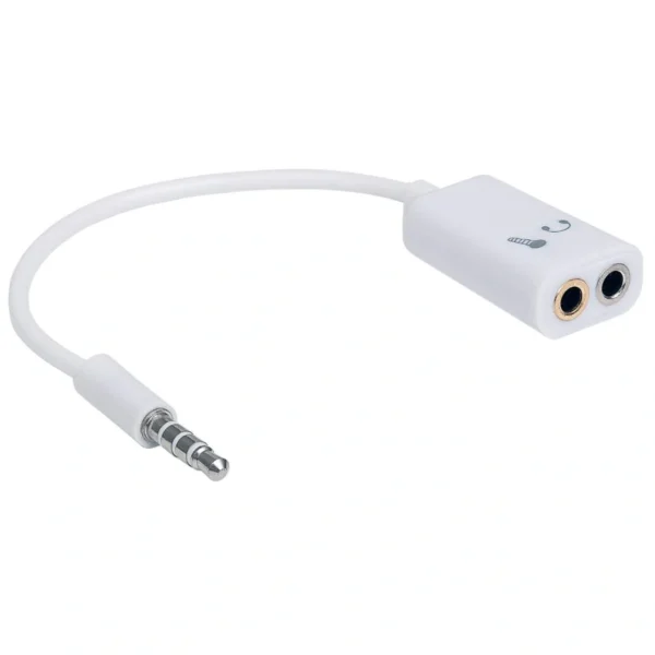 Adaptador Audio Estéreo MANHATTAN 354561 / Para Micrófono Y Audífonos / 2 x 3.5mm / 20cm / Color Blanco - Image 3