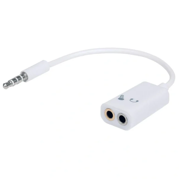 Adaptador Audio Estéreo MANHATTAN 354561 / Para Micrófono Y Audífonos / 2 x 3.5mm / 20cm / Color Blanco - Image 1