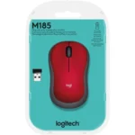 Mouse LOGITECH M185 / Inalámbrico / Receptor USB / Alcance 10M / 1000 DPI / 3 Botones / Sensor Óptico / Rojo-Negro - Image 4