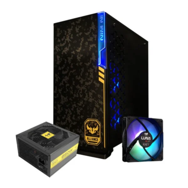 Gabinete INWIN 101 TUF GAMING / Media Torre / ATX / Fuente De Poder Integrada 850W 80 Plus Gold / Panel Lateral De Vidrio Templado / 3 Ventiladores RGB Incluidos / X2 USB 3.0 / Negro - Image 1