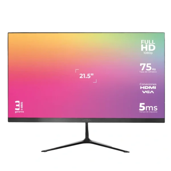 Monitor ACTECK Captive Vivid SP215 / 21.5" / 1920 x 1080P Full HD / 75 Hz / Panel VA / 5MS / Hdmi, Vga, Dc / Negro / AC-933858 - Image 1