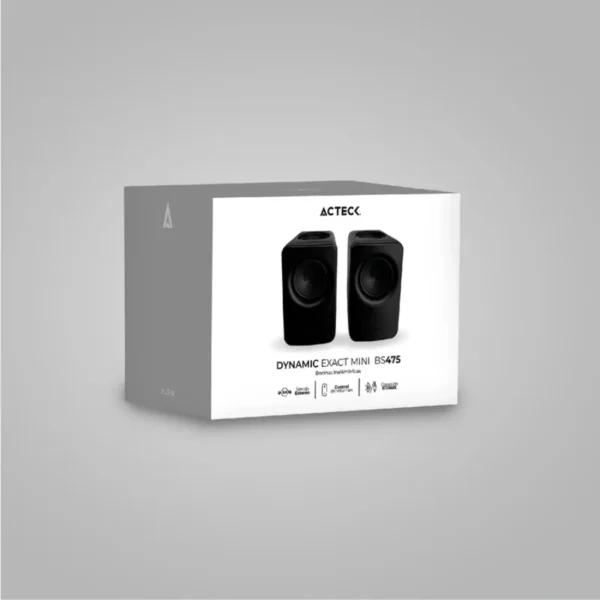 Bocinas ACTECK Dynamic Exact Mini BS475 / 10 W (5Wx2) / Inalámbricas / Bluetooth 5.0 / Aux / Estéreo 2.0 / 50 Hz - 18000 kHz / Color Negro - Image 3