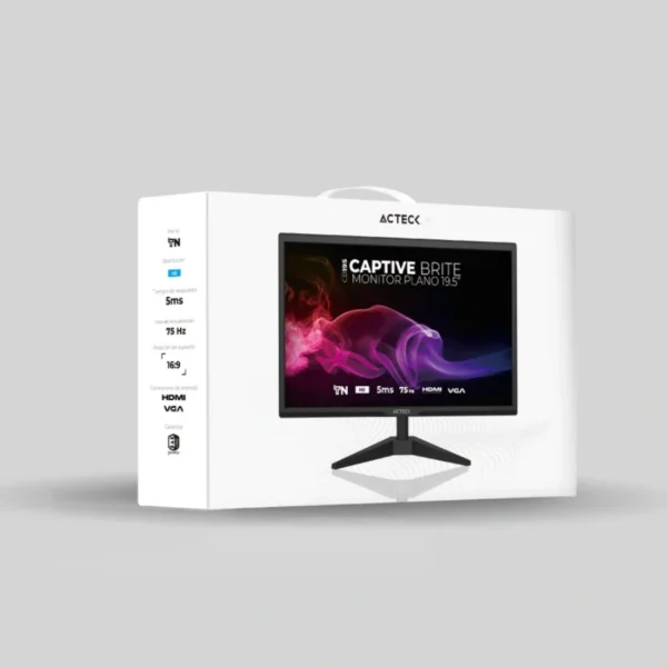 Monitor ACTECK Captive Brite CB195 / 19.5" / 1440 X 900 HD / 75Hz / Panel TN / 5MS / VGA, HDMI / Montaje VESA / Negro - Image 4
